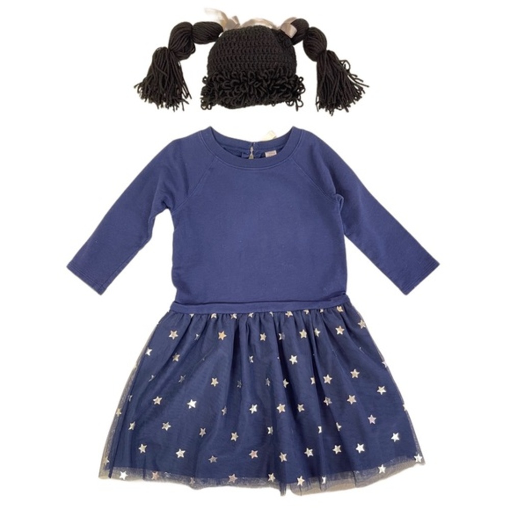 Cabbage Patch Kids inspired hat/wig and dress set kids size 7